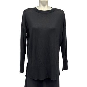 Worthington Womens Black Long‎ Sleeve Crew Neck Sweater Knit Tunic Size L
